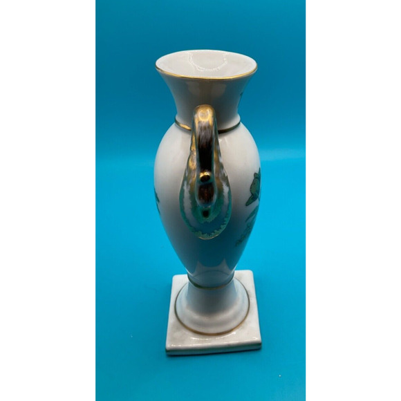 Vintage Trophy Dual-Handle Porcelain Vase  6"  Floral & Gold 2" Base, No. 6273 - Picture 2 of 6